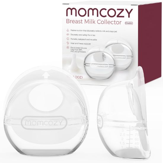 Picture of Momcozy Breast Milk Collector, Milk Collectors for Breastfeeding, Reusable Breast Milk Shells, Silicone Catcher with More Fit & Soft (3oz/90ml, 2 Counts)