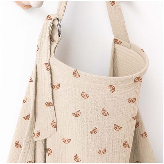 Picture of MairMore Muslin Nursing Covers for Breastfeeding, Privacy Breast Feeding Cover with Arch Neckline for Mom and Baby, Breathable Cotton Nursing Apron Multi-use Stroller Cover