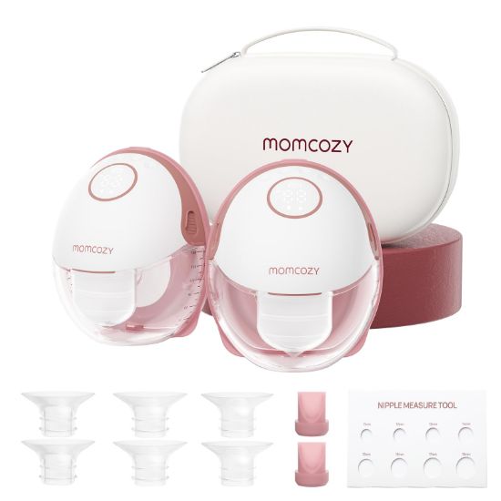 Picture of Momcozy Breast Pump Hands Free Mobile Style | M6, Wearable Breastfeeding Pump Ideal Rhythm for More Milk, DoubleFit Flange More Fit & Discreet with 3 Modes & 9 Levels, 24mm - 2 Pack Cozy Red