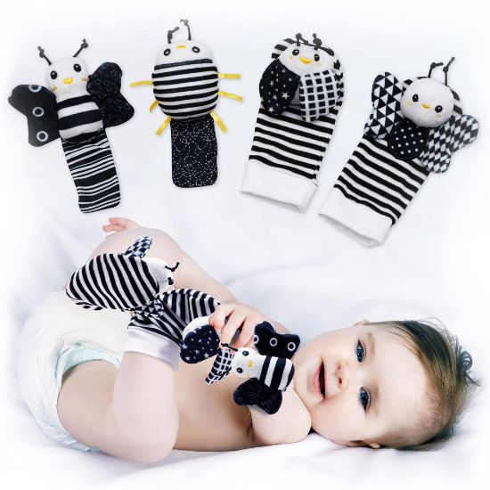Picture of BABY K Baby Rattle Socks & Wrist Toys (Set E) - Newborn Toys for Baby Boy or Girl - Brain Development Infant Toys - Hand and Foot Rattles Suitable for 0-6, 6-12 Months Babies - Newborn Baby Gifts