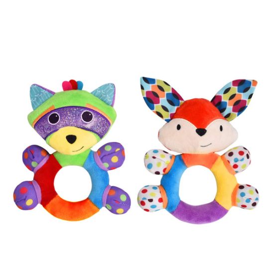 Picture of HAHA Baby Teething Rattle Toys, Infant Girl Boy Learning Toy Newborn Soft Handbell Grab Shaker Crinkle Squeaky Sensory Travel Accessories for 0 3 6 9 12 Months Old