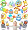 Picture of AZEN 16 Pack Baby Rattles Teething Toys 3-6 Months, Baby Toys 0-6 Months, Newborn Infant Toys 6-12 Months, Essentials Must Haves Wrist Socks Toddler Stocking Stuffers Christmas Gifts