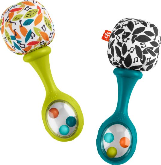 Picture of Fisher-Price Newborn Toys Rattle n Rock Maracas, 2 Soft Musical Instruments for Developmental Play Babies Ages 3+ Months, Neutral Colors