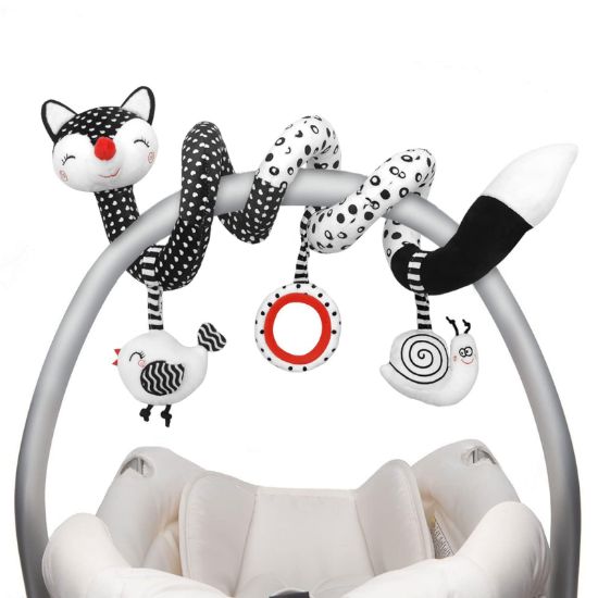 Picture of XIXILAND Baby Spiral Plush Toys, Black and White Baby Car Seat Toys, High Contrast Infant Newborn Toy 0-6 Months for Stroller Crib Mobile, Sensory Toy Best Gift for 0 3 6 9 12 Months Boys Girls