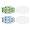 Picture of Heomoone Baby Food Freezer Tray with Lid 2 Pack, Silicone Baby Food Storage Containers, Breastmilk Popsicle Mold, Small Ice Cube Tray for Homemade Baby FoodBlue/Green