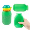 Picture of Green 6 oz Squeasy Snacker Spill Proof Silicone Reusable Food Pouch - for Both Soft Foods and Liquids - Water, Apple Sauce, Yogurt, Smoothies, Baby Food - Dishwasher Safe