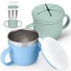 Picture of Mity rain 2-Pack Stainless Steel Snack Containers, 4-in-1 Spill proof Snack Cups With Silicone Lid and Handle, Dishwasher Safe Travel Snack Containers for Kids and Infants (Green + Blue)