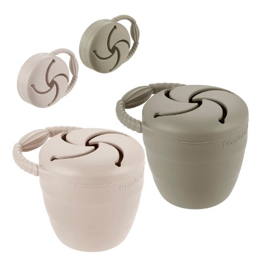 Picture of PandaEar Silicone Snack Containers, Collapsible Toddler Snack Cups Spill Proof Food Catcher for Toddler Baby, Pack of 2 (Light Tan/Walnut)