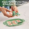 Picture of Haakaa Baby Fruit Food Feeder & Silicone Freezer Nibble Tray Combo - Breastmilk Popsicle Mold for Baby Cooling Relief, BPA Free Baby Mesh Food Feeder for Infant Self Feeding - Pea Green
