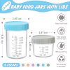 Picture of DRKIO 12 Pack Glass Baby Food Storage Containers - 4 & 8 oz Baby Food Jars with Lids Baby Food Maker Microwave Dishwasher Freezer Safe Leak Proof BPA Free Reusable