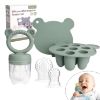 Picture of LittlesJoy Silicone Baby Fruit Feeder & Freezer Tray Set, Breast Milk Popsicle Mold, BPA Free for 3+ Months, Includes Silicone Pouches (Sage)