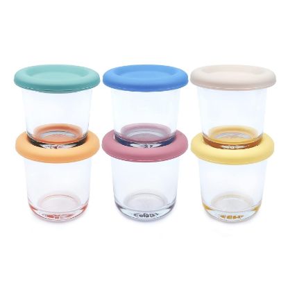Picture of Elk and Friends 4oz Borosilicate Glass Baby Food Storage Jars with Silicone Lid | Strong Glass | Set of 6 | Microwave, Oven & Dishwasher Safe | Infant and Babies