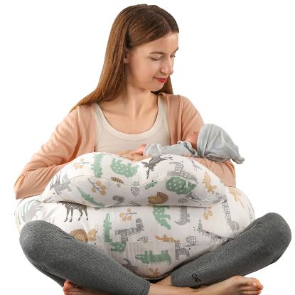 Picture of BATTOP Nursing Pillow for Breastfeeding,Bottle Feeding, Plus Size Breastfeeding Pillows with Adjustable Waist Strap Removable Cover, Extra Pillow on Top for More Support for Mom