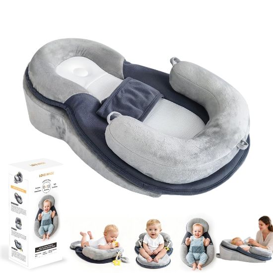 Picture of LOVE MAGE Baby Feeding Pillow, Anti Overflow Breast Feeding Pillow, Baby Lounger & Tummy Time Mat, Detachable Design