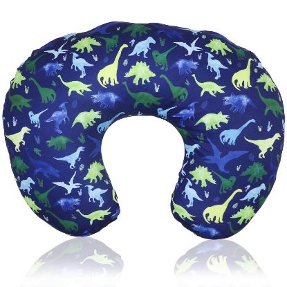 Picture of Dinosaur Nursing Pillow Cover, Breastfeeding Pillow Slipcover for Baby Boys & Girls, Nursing Pillow Case for Newborn, Soft Fabric Fits Snug On Infant, Washable & Breathable, Watercolor Dinosaur Blue