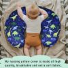 Picture of Dinosaur Nursing Pillow Cover, Breastfeeding Pillow Slipcover for Baby Boys & Girls, Nursing Pillow Case for Newborn, Soft Fabric Fits Snug On Infant, Washable & Breathable, Watercolor Dinosaur Blue