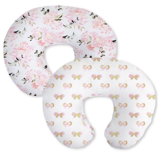 Picture of Little Grape Land Nursing Pillow Covers 2 Pack, Soft & Breathable Removable Breastfeeding Pillows Covers for Feeding Pillows, Nursing Pillow Slipcover for Baby Girls Boys, (Butterfly & Floral)