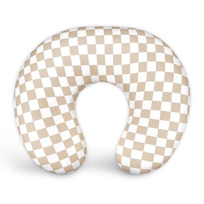 Picture of DILIMI Nursing Pillow Cover, Stretchy Removable Case for Breastfeeding Pillows, Ultra Soft Comfortable Slipcover for Baby Girl and Boy, Light Brown Checkerboard