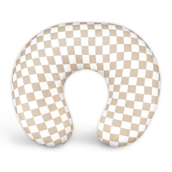Picture of DILIMI Nursing Pillow Cover, Stretchy Removable Case for Breastfeeding Pillows, Ultra Soft Comfortable Slipcover for Baby Girl and Boy, Light Brown Checkerboard