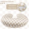 Picture of DILIMI Nursing Pillow Cover, Stretchy Removable Case for Breastfeeding Pillows, Ultra Soft Comfortable Slipcover for Baby Girl and Boy, Light Brown Checkerboard