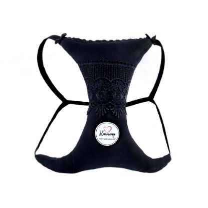 Picture of XORIA Breast Pillow - Soft Cotton, Breast Pillow for Side Sleepers, Anti-Wrinkle Chest Support, Adjustable Strap, Breathable Fabric (Black)