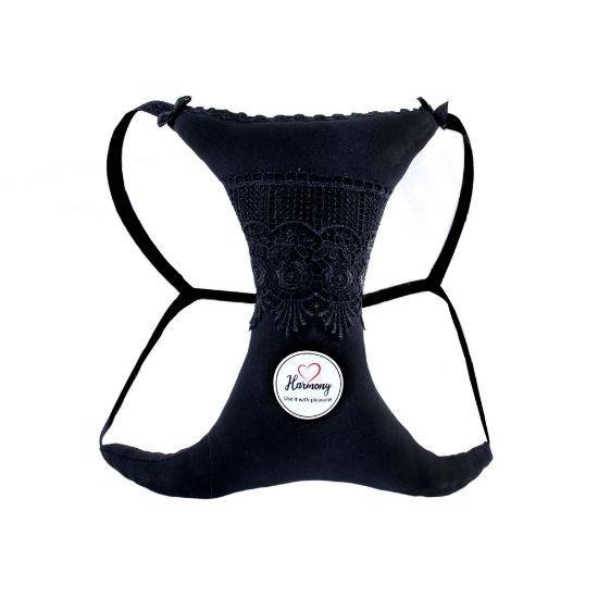 Picture of XORIA Breast Pillow - Soft Cotton, Breast Pillow for Side Sleepers, Anti-Wrinkle Chest Support, Adjustable Strap, Breathable Fabric (Black)