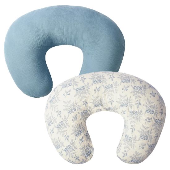 Picture of FUNUPUP Muslin Nursing Pillow Cover Compatible with Boppy Nursing Pillow, Soft Baby Nursing Covers for Breastfeeding Pillows for Boys Girls, only Cover, Blueberries & Blue