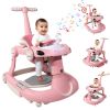 Picture of Baby Walker, 4-in-1 Baby Walker with Wheels Portable, Foldable Infant Toddler Walker for Boys Girls 6-18 Month,Removable Footrest,Car Steering Wheel & Music, Adjustable Push Walker Pink
