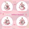 Picture of Baby Walker, 4-in-1 Baby Walker with Wheels Portable, Foldable Infant Toddler Walker for Boys Girls 6-18 Month,Removable Footrest,Car Steering Wheel & Music, Adjustable Push Walker Pink