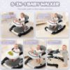 Picture of 5-in-1 Foldable Baby Walker,Music and Lights Baby Walker with Wheels,Height Adjustable Infant Walker, with Activity Center, Rocker, Bouncer,Push Walker & Feeding Tray for Babies 6-18 Months (Black)