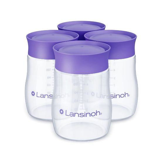 Picture of Lansinoh Breastmilk Storage Bottles | 4-Pack 5oz BPA & BPS-Free | Pump-to-Storage Feeding Bottles | Compatible with Lansinoh Breast Pumps and Nipples