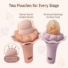 Picture of Moonkie Baby Fruit Feeder with Freezer Tray, BPA Free Silicone Food Feeder for Infant Self Feeding, Breastmilk Popsicle Molds, Mesh Feeder with Two Pouches, Baby Shower Gifts 4 Months+, 2 Pack