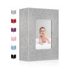 Picture of Small Photo Album 4x6,Linen Cover Slide-in Mini Photo Album Book Can Holds 100 4x6 Photos with 50 Black Sheets for Baby Family Pictures Artwork or Postcards Storage (Gray)