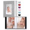 Picture of Small Photo Album 4x6,Linen Cover Slide-in Mini Photo Album Book Can Holds 100 4x6 Photos with 50 Black Sheets for Baby Family Pictures Artwork or Postcards Storage (Gray)