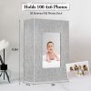 Picture of Small Photo Album 4x6,Linen Cover Slide-in Mini Photo Album Book Can Holds 100 4x6 Photos with 50 Black Sheets for Baby Family Pictures Artwork or Postcards Storage (Gray)