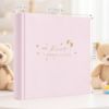 Picture of Holoary Baby Photo Album 4x6 100 Photos with Writing Area, 100 Pockets 4x6 Picture Album, Linen Fabric Cover Picture Book for Photos, Baby Photo Albums Hot Stamping Cover(Pink)