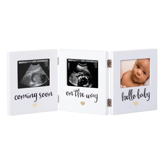 Picture of Pearhead Triple Sonogram Keepsake Photo Frame, Gender Neutral Ultrasound Keepsake, Ideal Pregnancy Gift For First Time Moms, Baby Shower and Nursery Decor, 3.5x2.5 Photo Insert, White