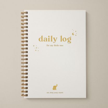 Picture of Bubbarino: Baby Daily Log Book, Track and Monitor Newborn Nursing, Sleep, Diaper and Milestones. Gift for new Parents, Grandparents, Babyshower, Nanny or Daycare - Hardcover leather A5 (Beige/Gold)