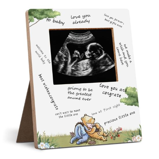 Picture of Hatzelou Classic Winnie Baby Shower Sign Picture Frame, Winnie Sonogram Picture Frame, Classic Pooh Baby Shower Signed Message Photo Frame, Gender Reveal Gifts 4.3 * 5.3 IN Photos