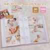 Picture of EARLY MINDS Baby Photo Album 4x6 300 Pockets with Memo Area & Hand and Footprint Kit, Linen Cover Slip-in Memory Book with Front Window, Acid-Free Keepsake for Newborn Boy Girl, First Year Moments