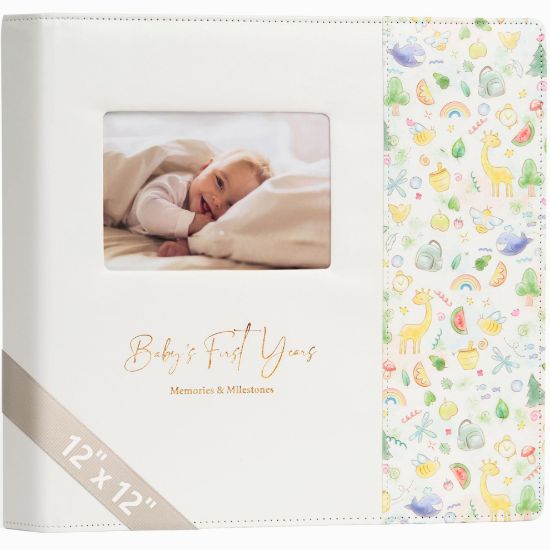 Picture of Keepsake Baby Memory Book Girl Boy - Timeless Leather-Bound Baby Milestone Book - Baby Book Keepsake Record First 5 Years - Gender Neutral Baby Scrapbook Album Baby Album Journal Registry Search Gift
