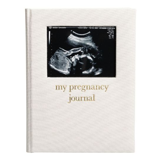 Picture of Pearhead Pregnancy Journal, Linen Guided Pregnancy Memory Book with Sonogram Photo Insert, Beige