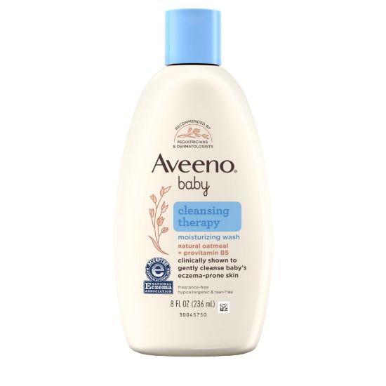 Picture of Aveeno Baby Cleansing Therapy Moisturizing Baby Body Wash with Natural Oatmeal & ProVitamin B5, Gentle Tear-Free Baby Bath Wash for Sensitive & Eczema-Prone Skin, Hypoallergenic, 8 oz