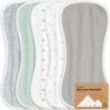 Picture of 5-Pack Muslin Burp Cloths Baby Boy, Girl - Very Absorbent Baby Burp Cloth Rags, 8-Layers Viscose Derived from Bamboo Cotton Muslin Towel, Super Soft Spit Up Rags, No Shrink Washcloths (Nordic)