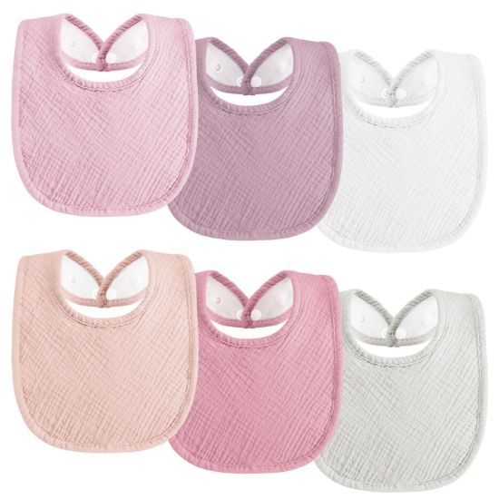 Picture of Kewlife gift Muslin Baby Bibs 6-Pack Baby Drool Bandana Bibs for Baby Girls Boys Infant Newborn Toddler Drooling and Teething (Macaron Pink)