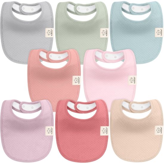Picture of KeaBabies 8-Pack Organic Baby Bibs for Girls, Boys - Quilted Cotton Cloth Baby Drool Bibs for Drooling and Teething Toddler, Newborn, Infant, Soft & Super Absorbent (Muted Pastel)