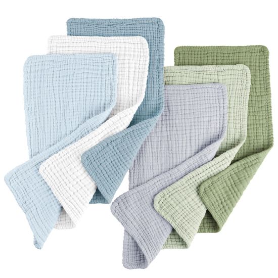 Picture of Konssy Muslin Baby Burp Cloths 6 Pack, Soft Absorbent Cotton Burping Clothes for Newborns, Baby Boys and Girls, Unisex