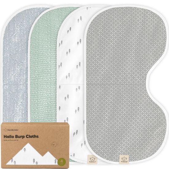 Picture of KeaBabies 4-Pack Baby Burp Cloths Baby Girl, Boy - Organic Cotton Burp Cloth, Extra Large, Absorbent, Soft Burping Cloths & Bibs Set for Babies, Newborn Burp Clothes, Thick Burp Rags (Nordic)