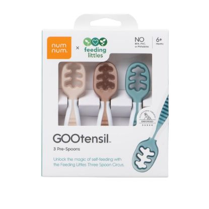 Picture of NumNum Baby Spoons Set, Feeding Littles x Silicone Pre-Spoon GOOtensils for Baby Led Weaning, Self-Feeding & Teething, First Stage Toddler Utensils for Ages 6+ Months, 3-Pack, BPA-Free (Neutrals)