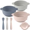Picture of Eascrozn Silicone Baby Feeding Set, 3 Pack Baby Bowls with Suction and 3 Pack Baby Spoons for Babies Toddlers Kids, BPA Free, Baby Utensils Feeding Supplies, Microwave and Dishwasher Safe